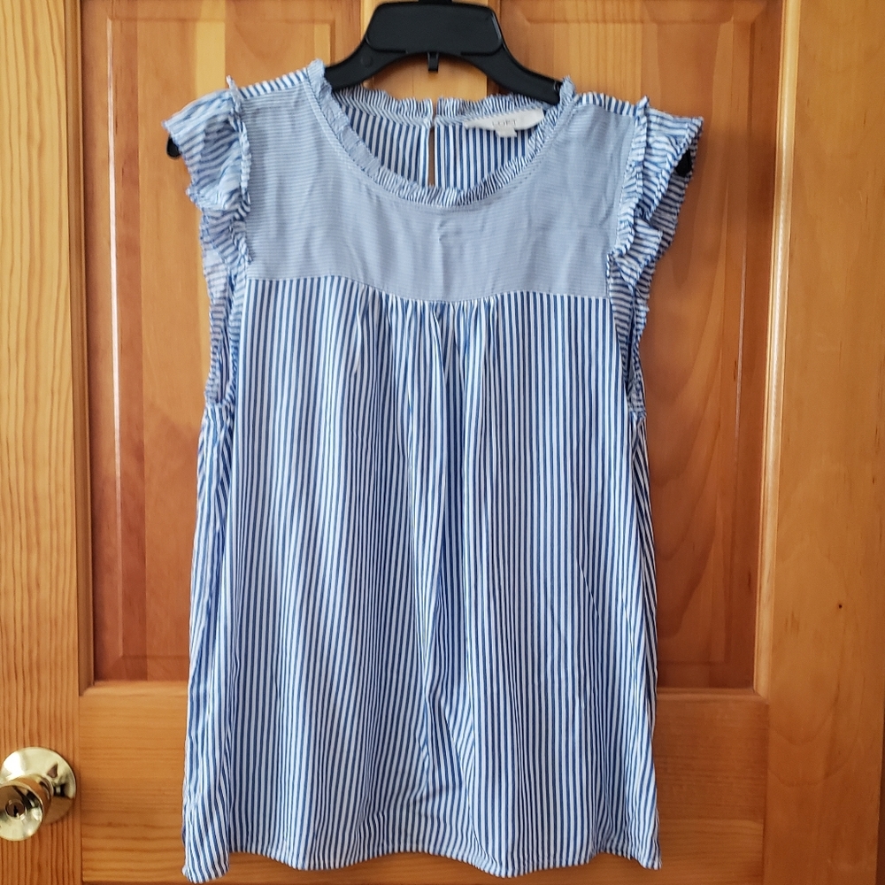 Loft Sleeveless Pinstripe Blouse